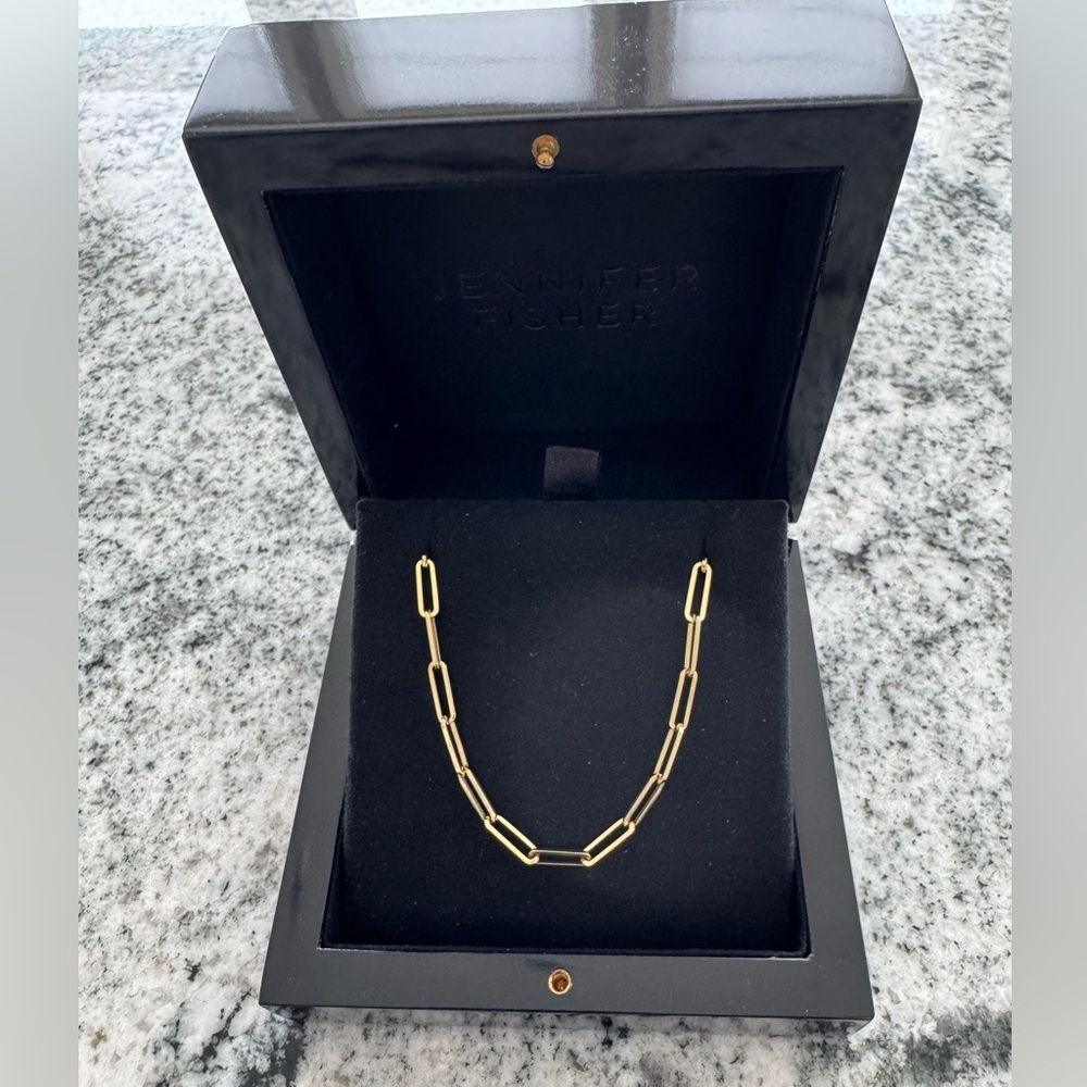Jennifer Fisher Yellow Gold Long Link Chain Necklace- 16”